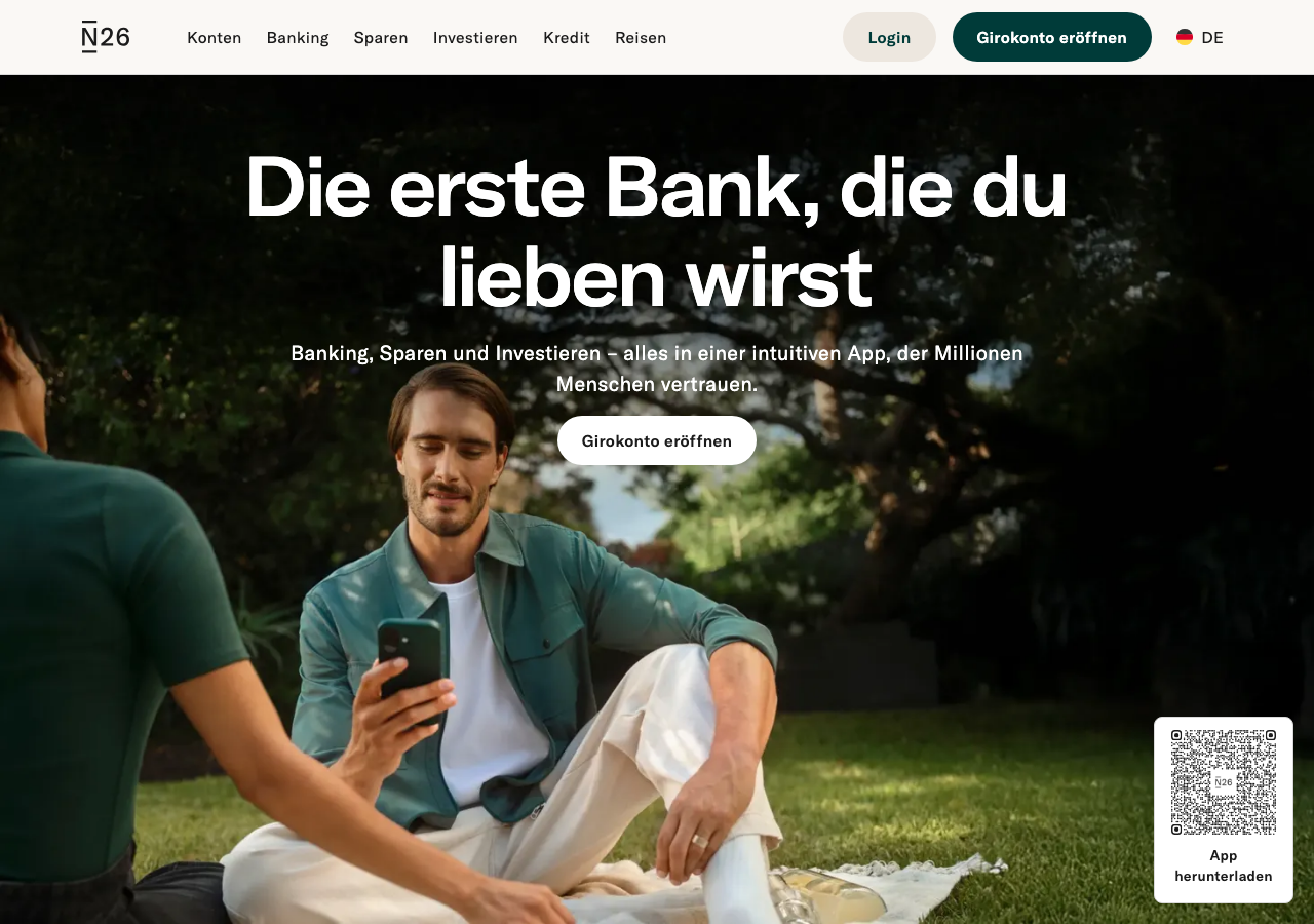 N26 Banking-App mit Kartenverwaltung