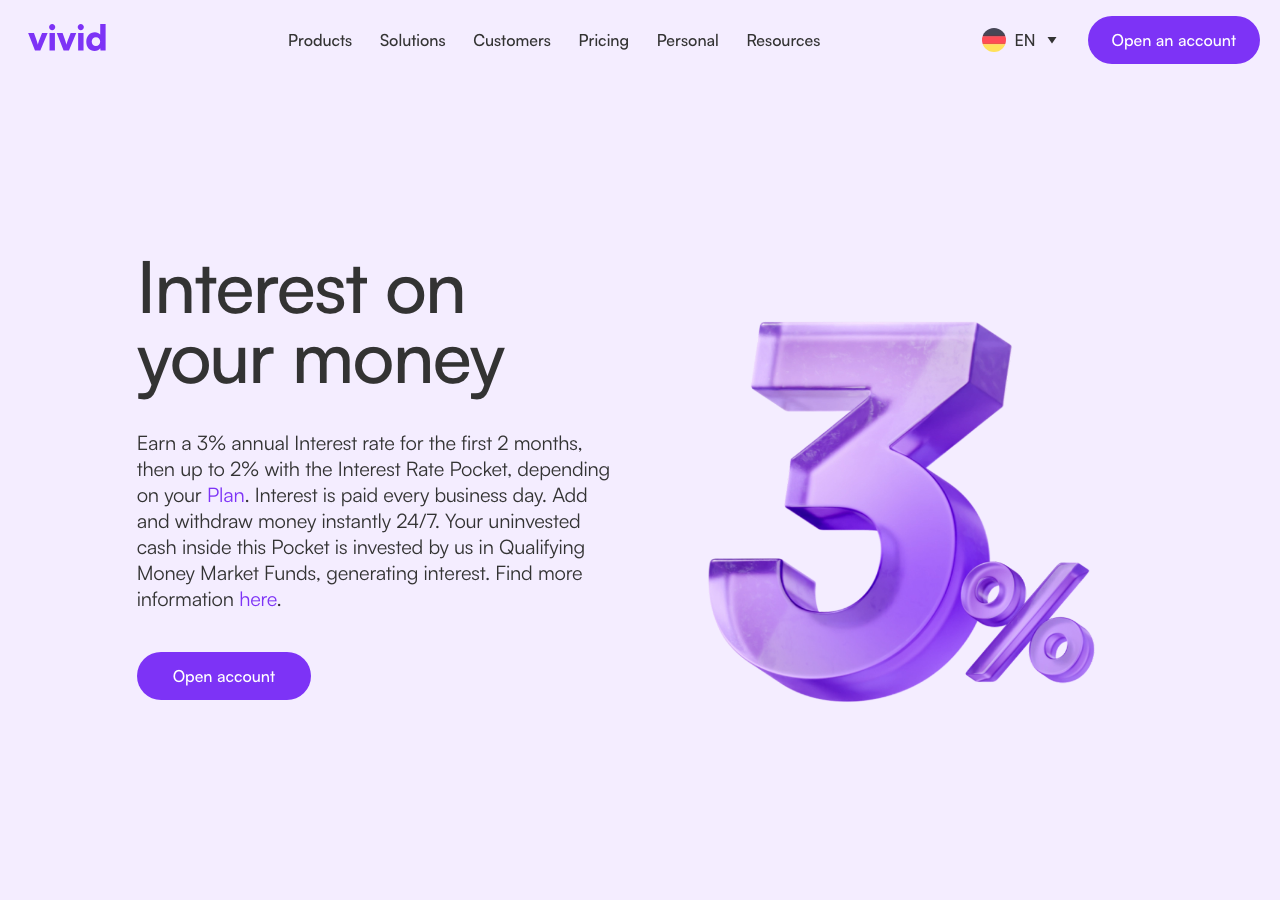 Vivid Money App mit Zinsen und Pockets-Funktion