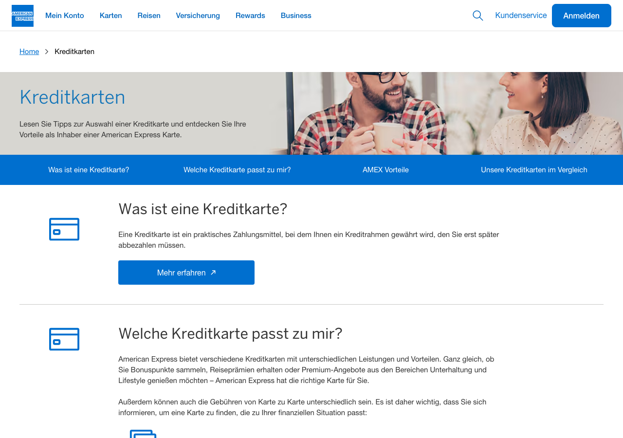 American Express Deutschland – Kreditkarten-Uebersicht mit der American Express Gold Card